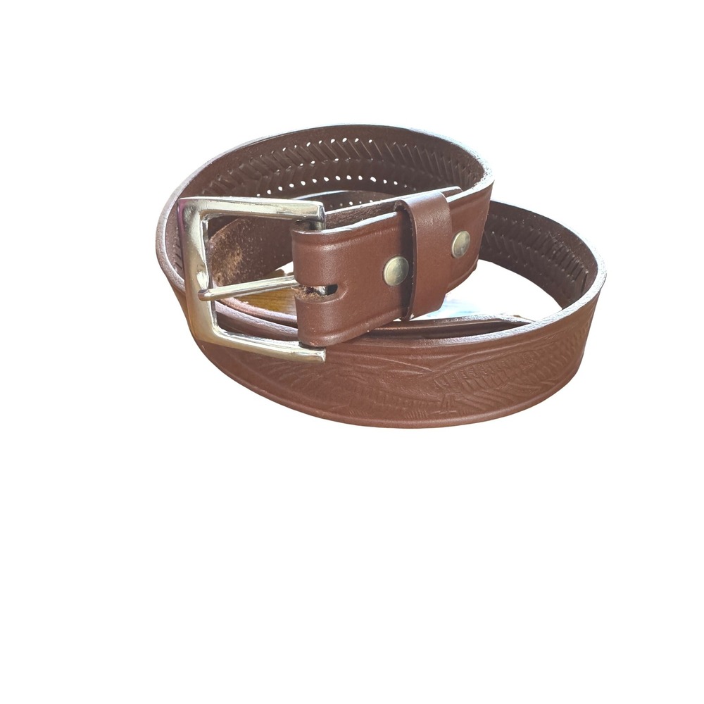 Cindilo Mens Brown Genuine Leather Western Eagle‎ Embossed Belt Size 36 Mexico